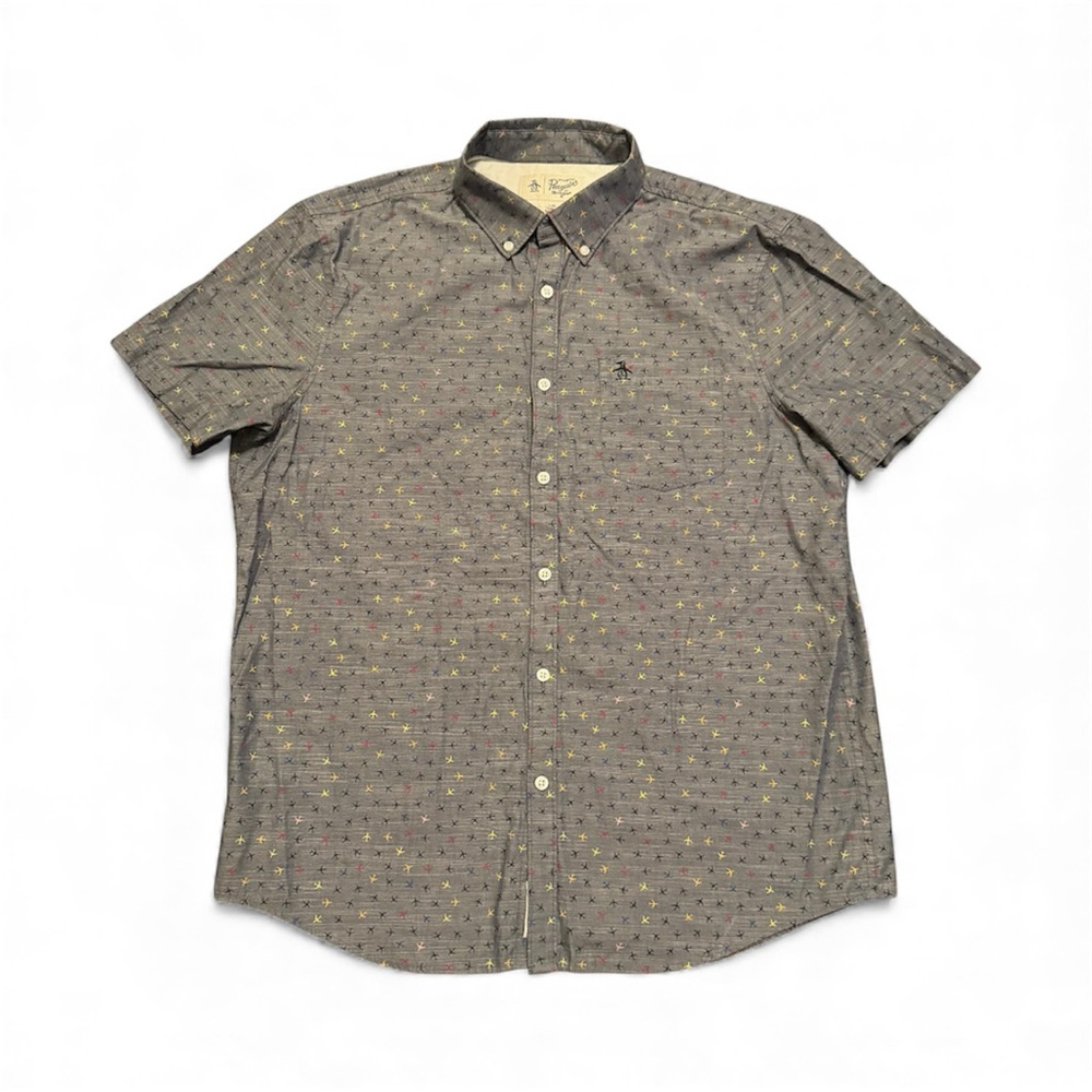 Original Penguin Airplane Print Button-Up Shirt – Men’s Large